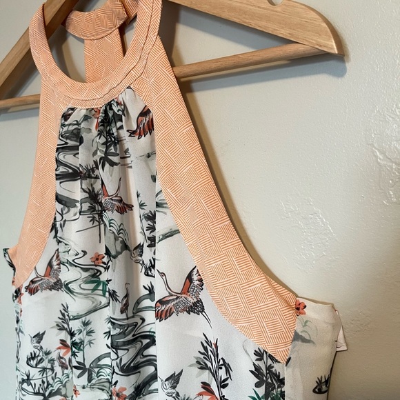 H&M Crane Garden Print Halter Blouse - Picture 5 of 13